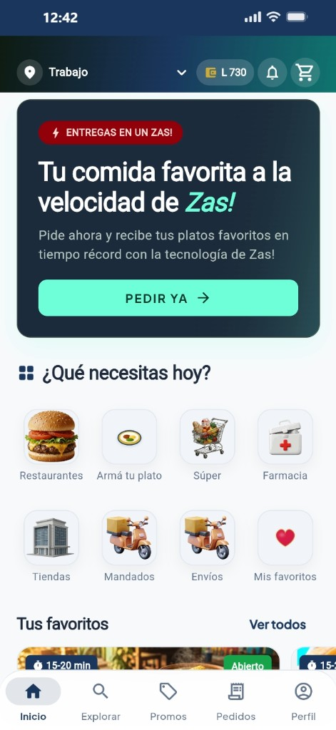 App Zas! Delivery en el teléfono